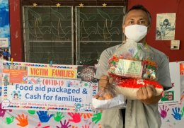 100 Food aid packaged and cash for families