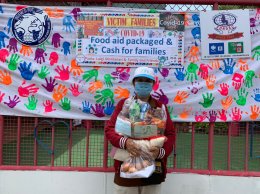 100 Food aid packaged and cash for families