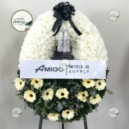 พวงหรีดกระดานดอกไม้สด ดีไซน์เรียบหรูทันสมัย ส่งตรงถึงวัดหน่อพุทธางกูร อำเภอเมือง