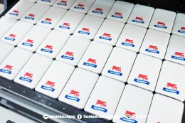 พิมพ์ Power Bank รับพิมพ์โลโก้ลงบน Power Bank สีขาว ลาย THAI-DENMARK 