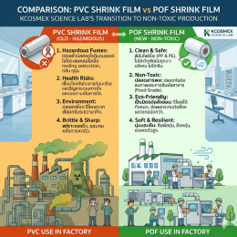 เจาะลึกความต่าง ฟิล์มหด PVC vs POF ทำไมโรงงานผลิตเครื่องสำอางยุคใหม่ต้องเปลี่ยน?
