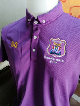 งานปักเสื้อฟุตบอล Warrix สีม่วง โลโก ทหารสื่อสาร