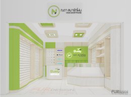ไอเดียตกแต่งร้าน โทนสีเขียว