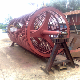 งานประกอบและติดตั้ง thresher drum (ตัวแยกเมล็ดออกจากทลาย)