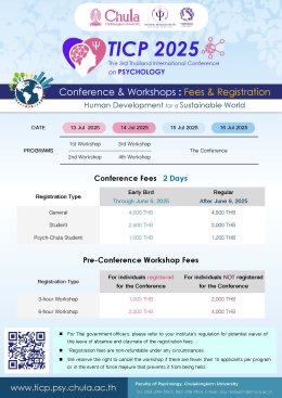 ประชาสัมพันธ์เชิญชวนเข้าร่วมการประชุมวิชาการระดับนานาชาติ The 3rd Thailand International Conference on Psychology (TICP 2025)