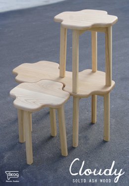 CLOUDY wood stool set