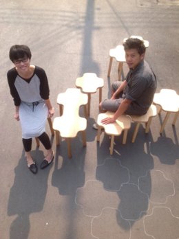 CLOUDY wood stool set