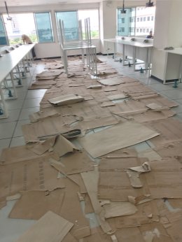 งานติดตั้งพื้นยกระดับ  RaisedFloor HPL พื้นที่ 378 ตรม สูง 22 ซ.ม ห้องฝึกหัดทันตกรรม