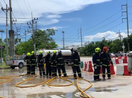 งานซ้อมแผนควบคุมภาวะฉุกเฉินอมตะซิตี้ระยอง กรณีเหตุสารเคมีรั่วไหล แก็สรั่วและเพลิงไหม้ ประจำปี 2566