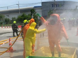 The Annual Emergency Response Rehearsal at Amata City Rayong : the situation of Chemical spillage, Gas leakage and Fire