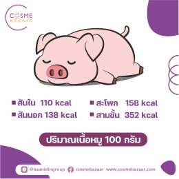 เนื้อหมูแต่ละส่วนให้พลังงานเท่าไหร่บ้าง