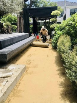 ปูหญ้านวลน้อย หน้างาน หมู่บ้านลัดดารมย์ ราชพฤกษ์ ตัดใหม่