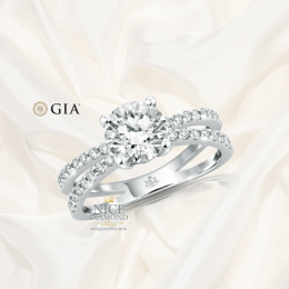 แหวนหมั้น แหวนแต่งงาน เพชรชูใบเซอร์ Gia 3Execellent เพชร 1.17 กะรัต H color