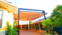 หลังคาเลื่อนผ้าใบ คลุมระหว่างบ้าน @ระยอง By : Mechanic Home