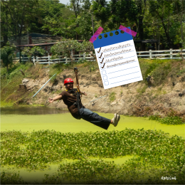 กิจกรรม Zipline โหนสลิงข้ามแม่น้ำไปกลับ!