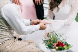 Minimal engagement ceremony at home