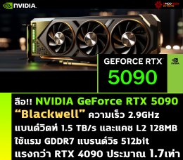 ลือ!! NVIDIA GeForce RTX 5090 รุ่นใหม่ความเร็ว 2.9 GHz แบนด์วิดท์ 1.5 TB/s และแคช L2 128MB