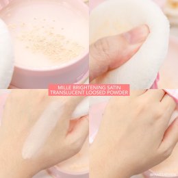 แป้งฝุ่นโปร่งแสงของ• Mille brightening satin translucent loosed powder