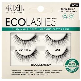 Ardell Eco Lashes 451, Sustainable Fibers False Eyelashes, Organic Cotton Band, Lightweight Natural Look