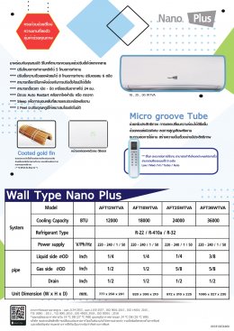 Nano Plus Catalog แอร์ติดผนัง FOCUS เฉพาะคอยล์เย็น  SUPER COOL smart&professional 