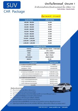 ประกันภัยรถยนต์ ประเภท 1 SUV CAR Package