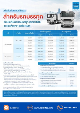 ประกันภัรถยนต์ ชั้น 2+ สำหรับรถบรรทุก (รหัส320) และรถหัวลาก (รหัส420)