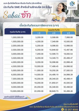 ประกันร้านซักอบรีด 24 ชั่วโมง | Tokio SME Sabai ซัก  