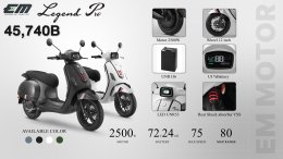 EM Motor เดินหน้าสร้างมาตรฐานใหม่ให้แบรนด์ไทยในตลาด EVประกาศเปิดตัวรถจักรยานยนต์ไฟฟ้ารุ่นใหม่ EM Legend Pro  
