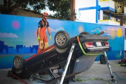 บรรยากาศการฝึกกู้ภัย Vehicle Rescue & Extrication ในโครงการ  อบรมพัฒนาบุคลากรด้านการป้องกันเเละบรรเทาสาธารณภัย วันที่ 19 มกราคม ปี 2566
