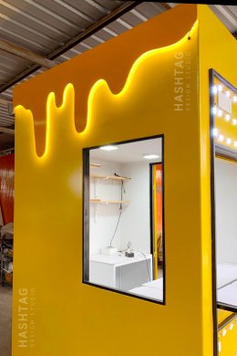 ภาพงานผลิตจริง คีออสร้าน DOSE Lemon&Honey ขนาด 1.6 x 1.9 เมตร Kioskร้านค้า l บริการออกแบบ ผลิต และติดตั้งครบวงจร