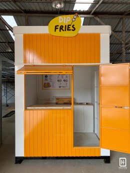 งานออกแบบคีออส พร้อมภาพงานจริง Kiosk ร้าน Dip Fries คีออสขายสินค้าประเภทของทอด l บริการออกแบบ ผลิต และติดตั้งครบวงจร 