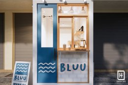 Coffee Kiosk Design คีออสสไตล์เกาหลี คีออสขายกาแฟ ร้าน BLUU  size 1.5x1.5 เมตร  l บริการออกแบบ ผลิต และติดตั้งครบวงจร