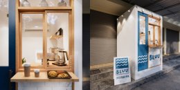 งานผลิต ติดตั้ง Coffee Kiosk Design คีออสสไตล์เกาหลี คีออสขายกาแฟ ร้าน BLUU  size 1.5x1.5 เมตร  l บริการออกแบบ ผลิต และติดตั้งครบวงจร