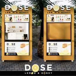 ภาพงานผลิตจริง คีออสร้าน DOSE Lemon&Honey ขนาด 1.6 x 1.9 เมตร Kioskร้านค้า l บริการออกแบบ ผลิต และติดตั้งครบวงจร