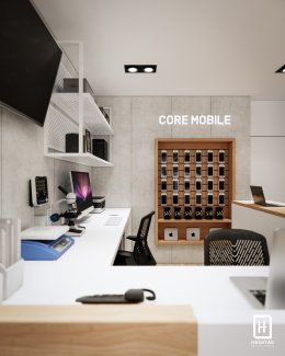 งานออกแบบร้านซ่อมมือถือ ออกแบบร้านขายโทรศัพท์ Core Mobile  l บริการออกแบบ ผลิต และติดตั้งครบวงจร