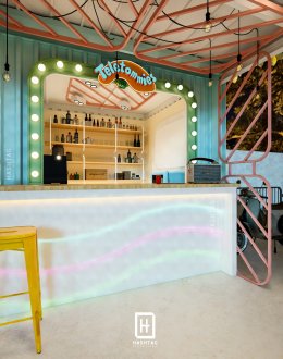 งานออกแบบคอกเทลบาร์ Cocktail Bar เครื่องดื่มประเภทใบกระท่อม Teletommies  l บริการออกแบบ ผลิต และติดตั้งครบวงจร