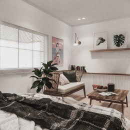 งานออกแบบภายในบ้าน ออกแบบห้องนอน Master Bedroom งานรีโนเวท town home Japanese Style l บริการออกแบบ ผลิต และติดตั้งครบวงจร