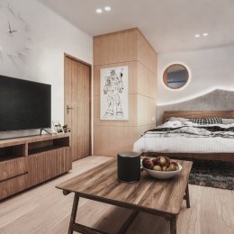 งานออกแบบภายในบ้าน ออกแบบห้องนอน Master Bedroom งานรีโนเวท town home Japanese Style l บริการออกแบบ ผลิต และติดตั้งครบวงจร