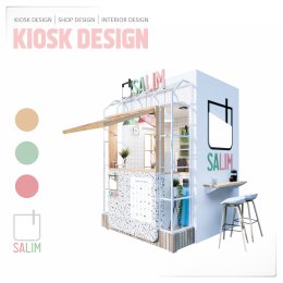 งานออกแบบคีออส ออกแบบร้านค้า Kiosk ร้านขายชานมไข่มุก เพื่อสุขภาพ “Salim” ที่เป็นชื่อของขนมหวาน 