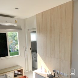งานออกแบบห้องนอนบ้านพัก ห้อง MUJI STYLE Bedroom หมู่บ้าน Inizio4 Nonthaburi  l บริการออกแบบ ผลิต และติดตั้งครบวงจร