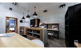 งานออกแบบร้านซ่อมคอมพิวเตอร์  Mac @ Bar ร้านซ่อมอุปกรณ์คอมพิวเตอร์ ท่าอิฐ นนทบุรี