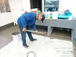  งานกันซึม Cementitious Waterproof Slurry  ชานพักอาคารบ้านพักอาศัย ถนนเจริญรัถ  By Firstcon Construction 