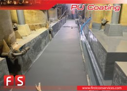 งานเคลือบพื้น ด้วย Polyurethane Coating บริเวณรอบแท่นเครื่อง
