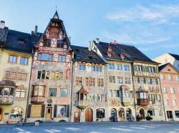 Stein am Rhein-Switzerland เป็นเมืองเล็กๆที่มีทะเลสาบใกล้ๆ