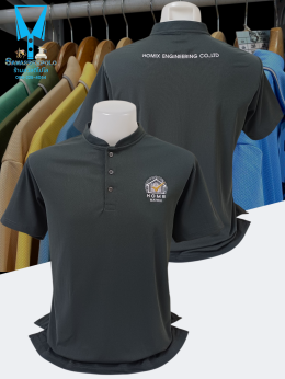 ขอบพระคุณ HOMIX ENGINEERING CO.,LTD เสื้อโปโลคอจีนสีเทา พร้อมรับปักโลโก้และชื่อ Plus ความนุ่ม เพิ่มความสบาย  ผ้า Micro Plus + (ไมโคร พลัส) เส้นใยเล็ก ละเอียดเรียงตัวสวย ด้วยโพลีเอสเตอร์ผสมไมโครไฟเบอร์ เกรด A ทำให้ผ้านุ่ม เนียน ละเอียด คงทน ใส่เย็นสบาย ระบ
