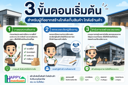 3 ขั้นตอนเริ่มต้น สำหรับผู้ที่อยากสร้างโกดังเก็บสินค้า โกดังร้านค้า | Happy Meebaan