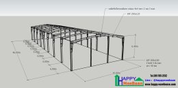 Free Blueprint! Prefabricated Wide Flange Steel Warehouse Structure 15x46 m. Height 6 m. [Special Price: 900,000 THB]