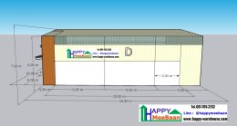 รับสร้างโกดังพร้อมออฟฟิศ แจกแบบ3Dโกดังพร้อมออฟฟิศ ไอเดียการสร้างโกดังโรงงาน Happy Mebaan