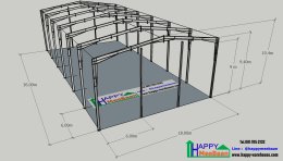 แจกแบบ 3D  แจกไอเดียโครงสร้างสนามแบดมินตัน Happy Meebaan