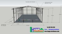แจกแบบ 3D  แจกไอเดียโครงสร้างสนามแบดมินตัน Happy Meebaan